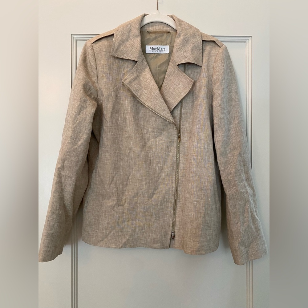 MaxMara Beige Linen Blazer Jacket